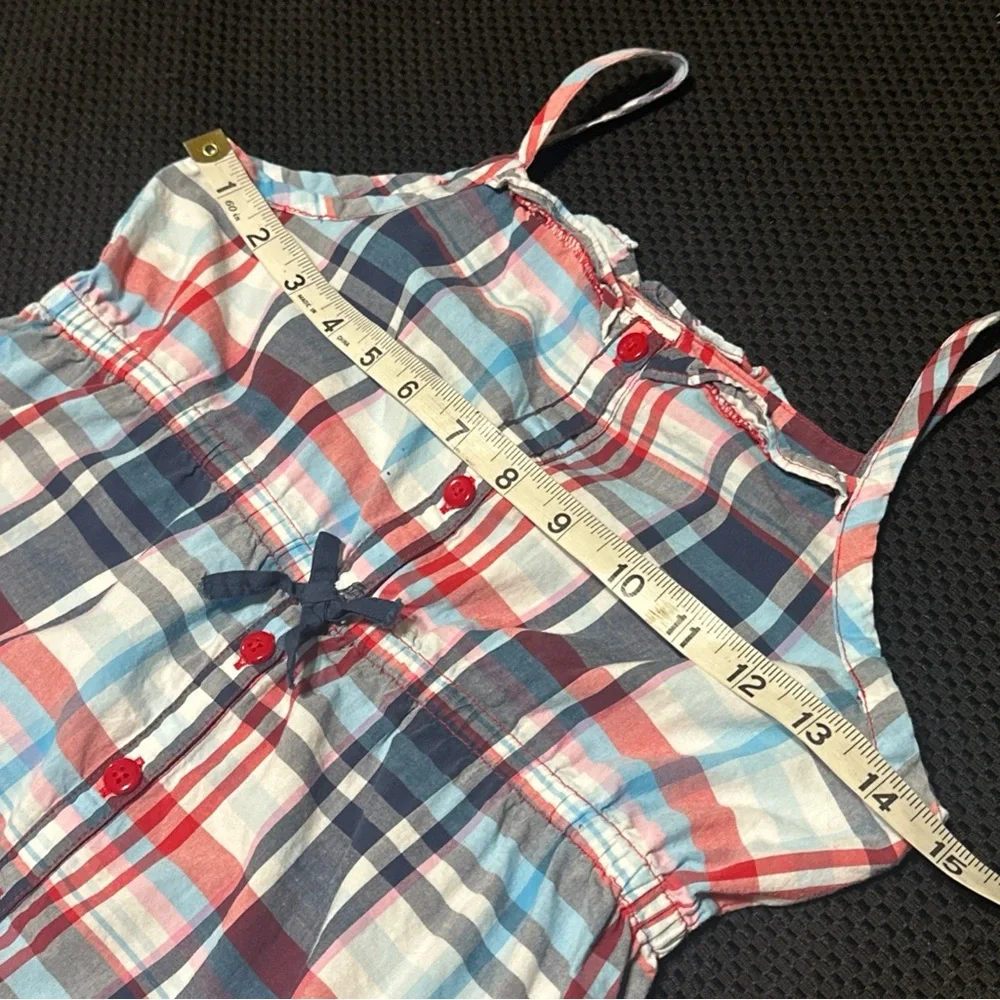 Oshkosh B'Gosh Girls 8 Summer Dress Classic Plaid Pockets Ruffles Bow School